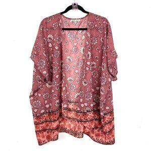 Speed Limit Kimono Cover Up Pink Floral Sheer Boho Medium